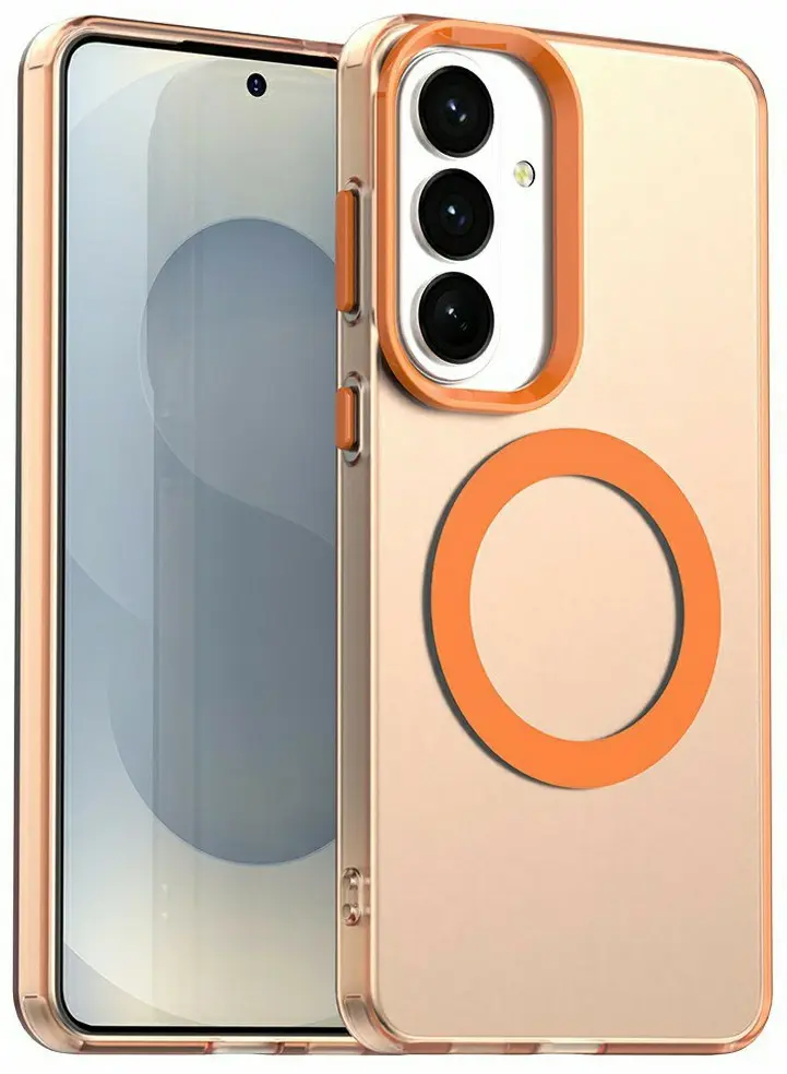Samsung Galaxy S26 Plus Hoesje MagSafe Backcover Semi-Transparant & Oranje afbeelding 1