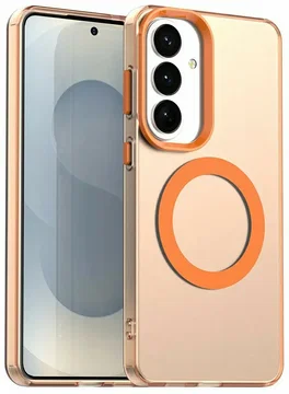 Samsung Galaxy S26 Plus Hoesje MagSafe Backcover Semi-Transparant & Oranje