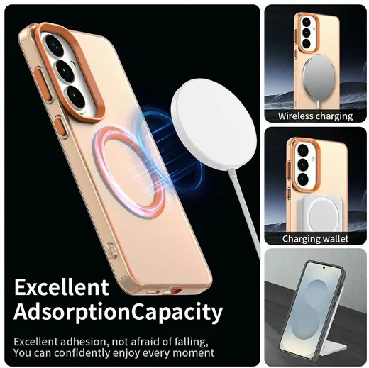Samsung Galaxy S26 Plus Hoesje MagSafe Backcover Semi-Transparant & Oranje afbeelding 2