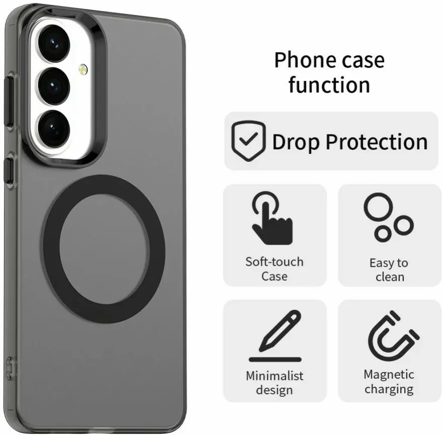 Samsung Galaxy S26 Plus Hoesje MagSafe Backcover Semi-Transparant & Zwart afbeelding 7