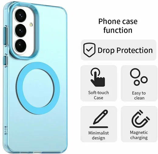Samsung Galaxy S26 Plus Hoesje MagSafe Backcover Semi-Transparant & Blauw afbeelding 7