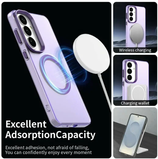 Samsung Galaxy S26 Plus Hoesje MagSafe Backcover Semi-Transparant & Paars afbeelding 2