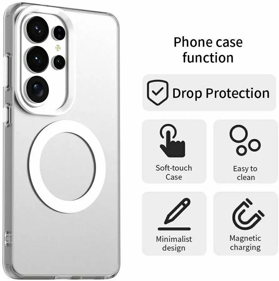 Samsung Galaxy S26 Ultra Hoesje MagSafe Backcover Semi-Transparant & Wit afbeelding 7
