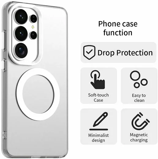 Samsung Galaxy S26 Ultra Hoesje MagSafe Backcover Semi-Transparant & Wit afbeelding 7