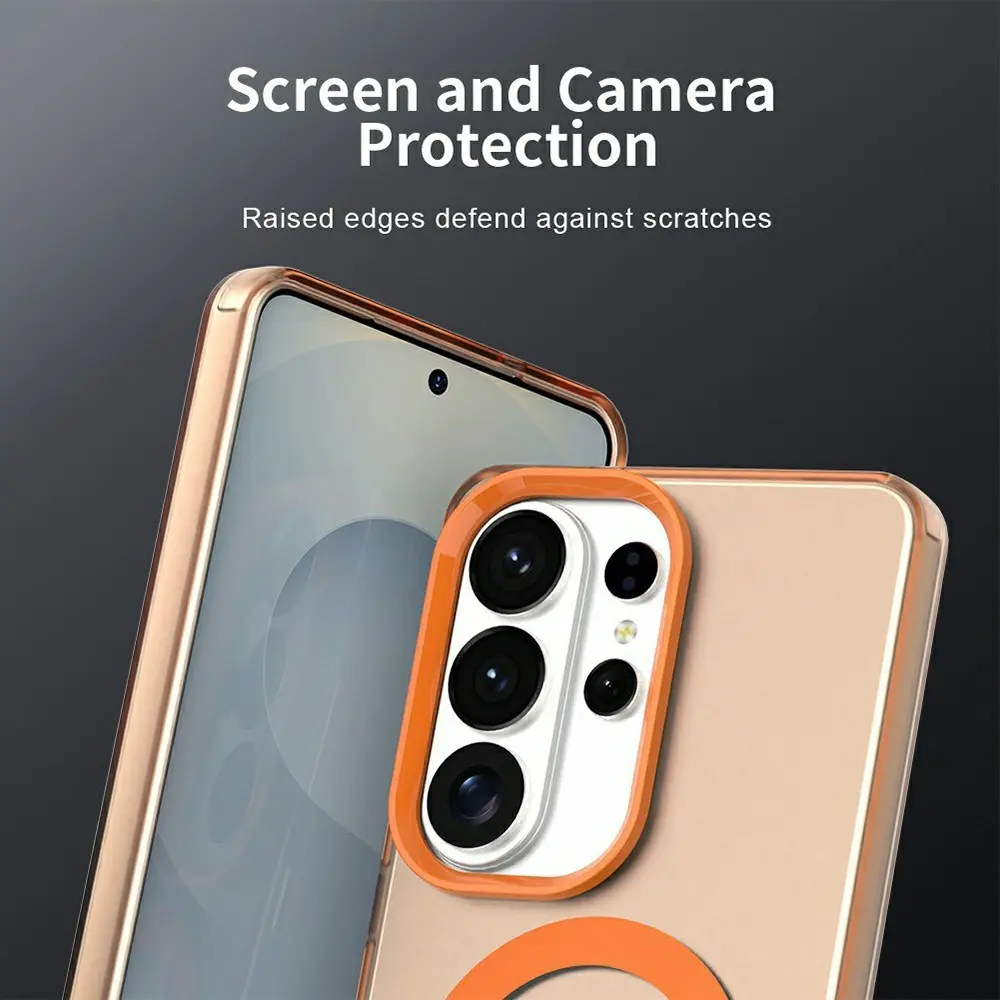 Samsung Galaxy S26 Ultra Hoesje MagSafe Backcover Semi-Transparant & Oranje afbeelding 8