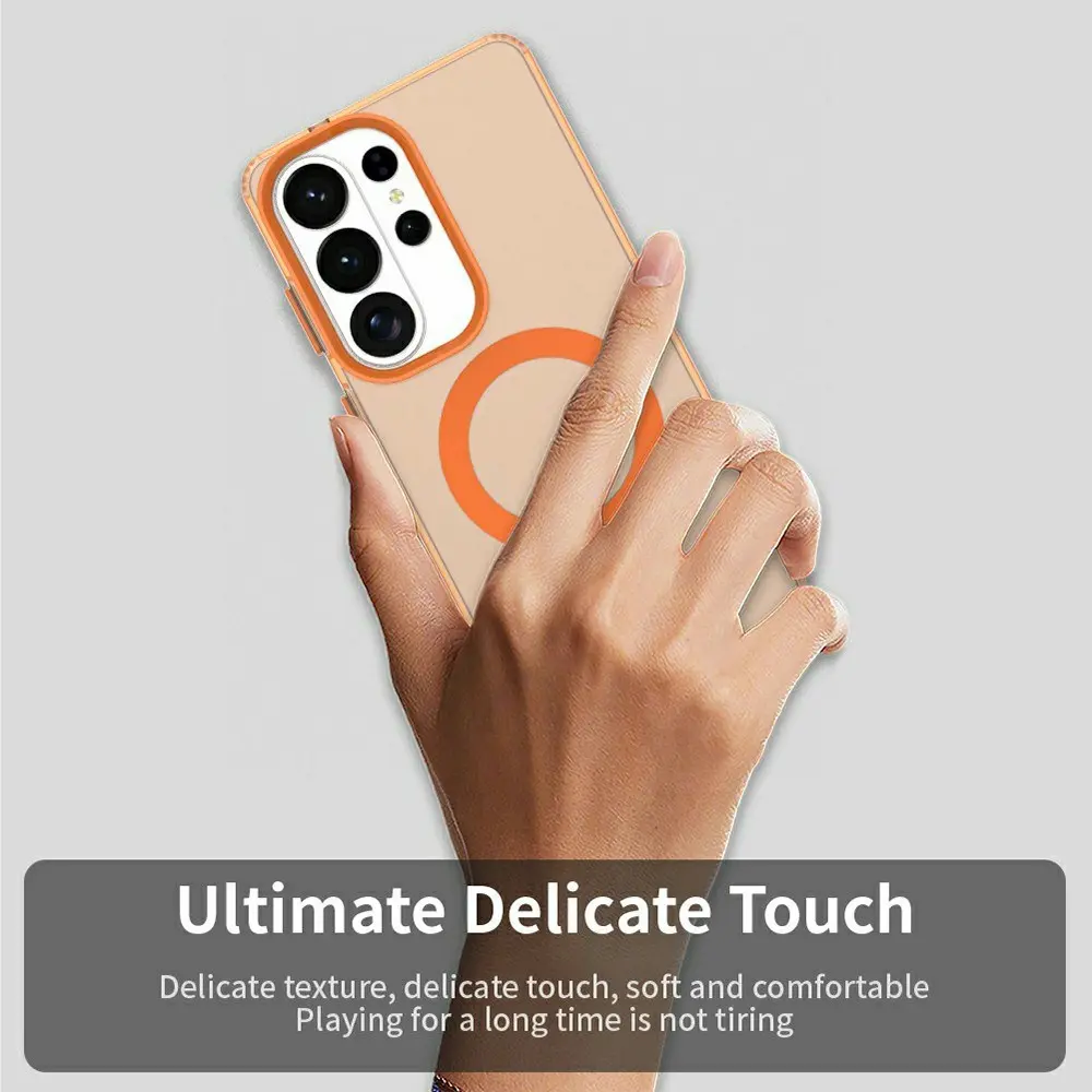 Samsung Galaxy S26 Ultra Hoesje MagSafe Backcover Semi-Transparant & Oranje afbeelding 6
