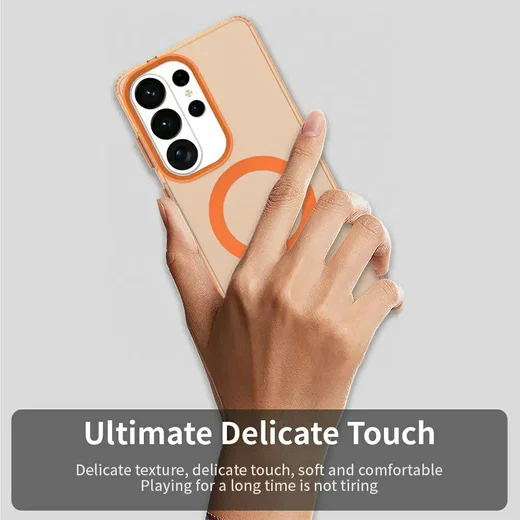 Samsung Galaxy S26 Ultra Hoesje MagSafe Backcover Semi-Transparant & Oranje afbeelding 6
