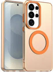 Samsung Galaxy S26 Ultra Hoesje MagSafe Backcover Semi-Transparant & Oranje afbeelding