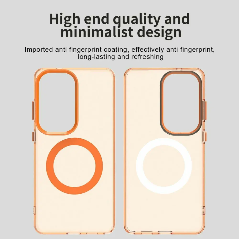 Samsung Galaxy S26 Ultra Hoesje MagSafe Backcover Semi-Transparant & Oranje afbeelding 3