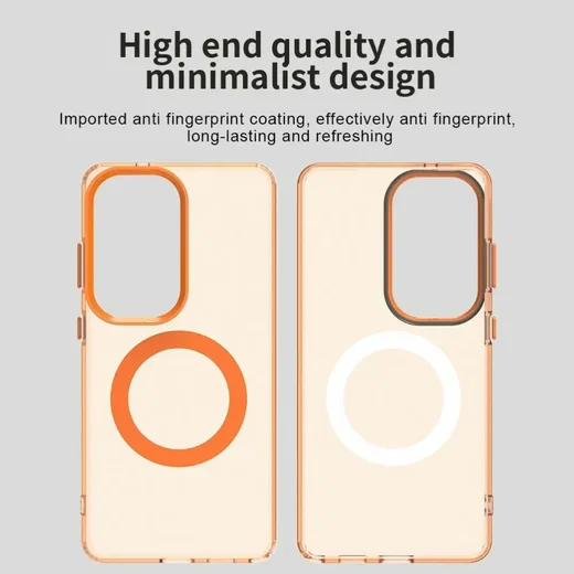 Samsung Galaxy S26 Ultra Hoesje MagSafe Backcover Semi-Transparant & Oranje afbeelding 3