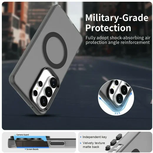 Samsung Galaxy S26 Ultra Hoesje MagSafe Backcover Semi-Transparant & Zwart afbeelding 9