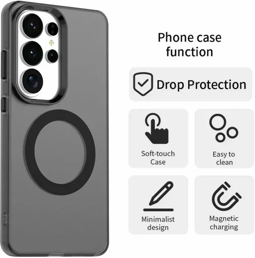 Samsung Galaxy S26 Ultra Hoesje MagSafe Backcover Semi-Transparant & Zwart afbeelding 7