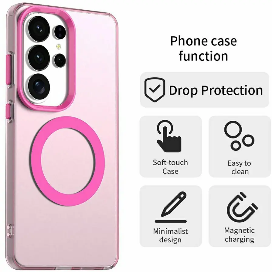Samsung Galaxy S26 Ultra Hoesje MagSafe Backcover Semi-Transparant & Roze afbeelding 7