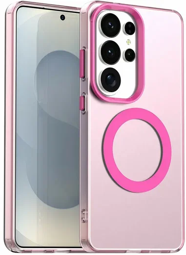 Samsung Galaxy S26 Ultra Hoesje MagSafe Backcover Semi-Transparant & Roze afbeelding 1
