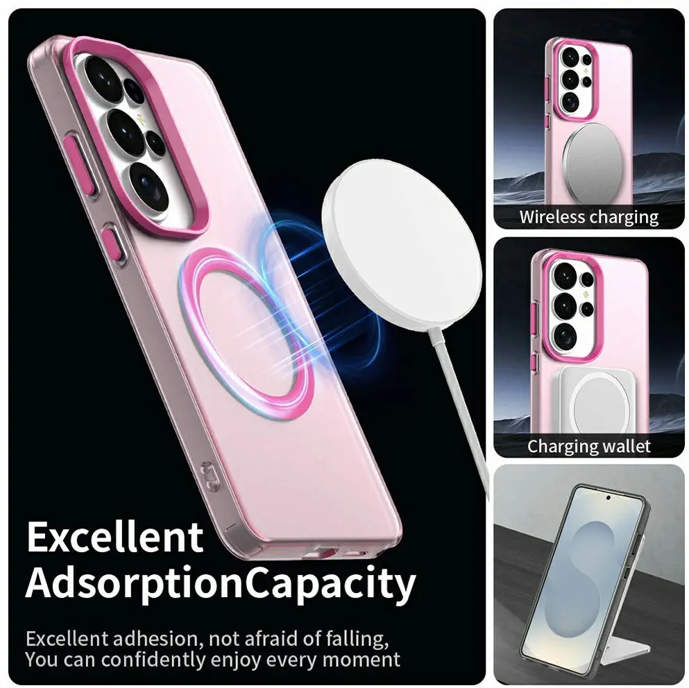 Samsung Galaxy S26 Ultra Hoesje MagSafe Backcover Semi-Transparant & Roze afbeelding 2