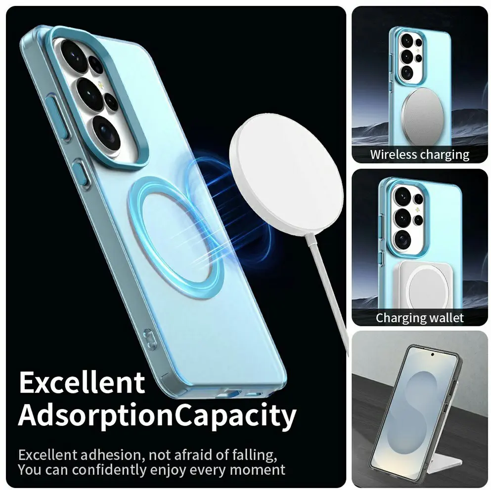 Samsung Galaxy S26 Ultra Hoesje MagSafe Backcover Semi-Transparant & Blauw afbeelding 2