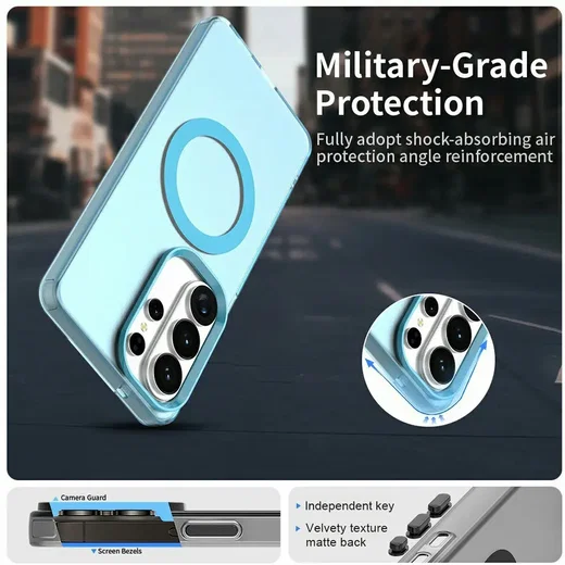 Samsung Galaxy S26 Ultra Hoesje MagSafe Backcover Semi-Transparant & Blauw afbeelding 9
