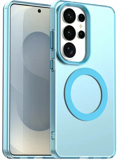 Samsung Galaxy S26 Ultra Hoesje MagSafe Backcover Semi-Transparant & Blauw afbeelding 1