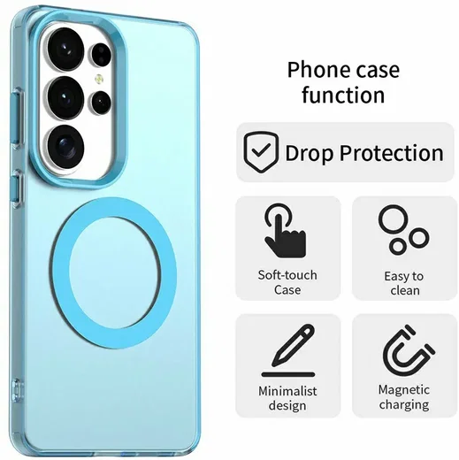 Samsung Galaxy S26 Ultra Hoesje MagSafe Backcover Semi-Transparant & Blauw afbeelding 6