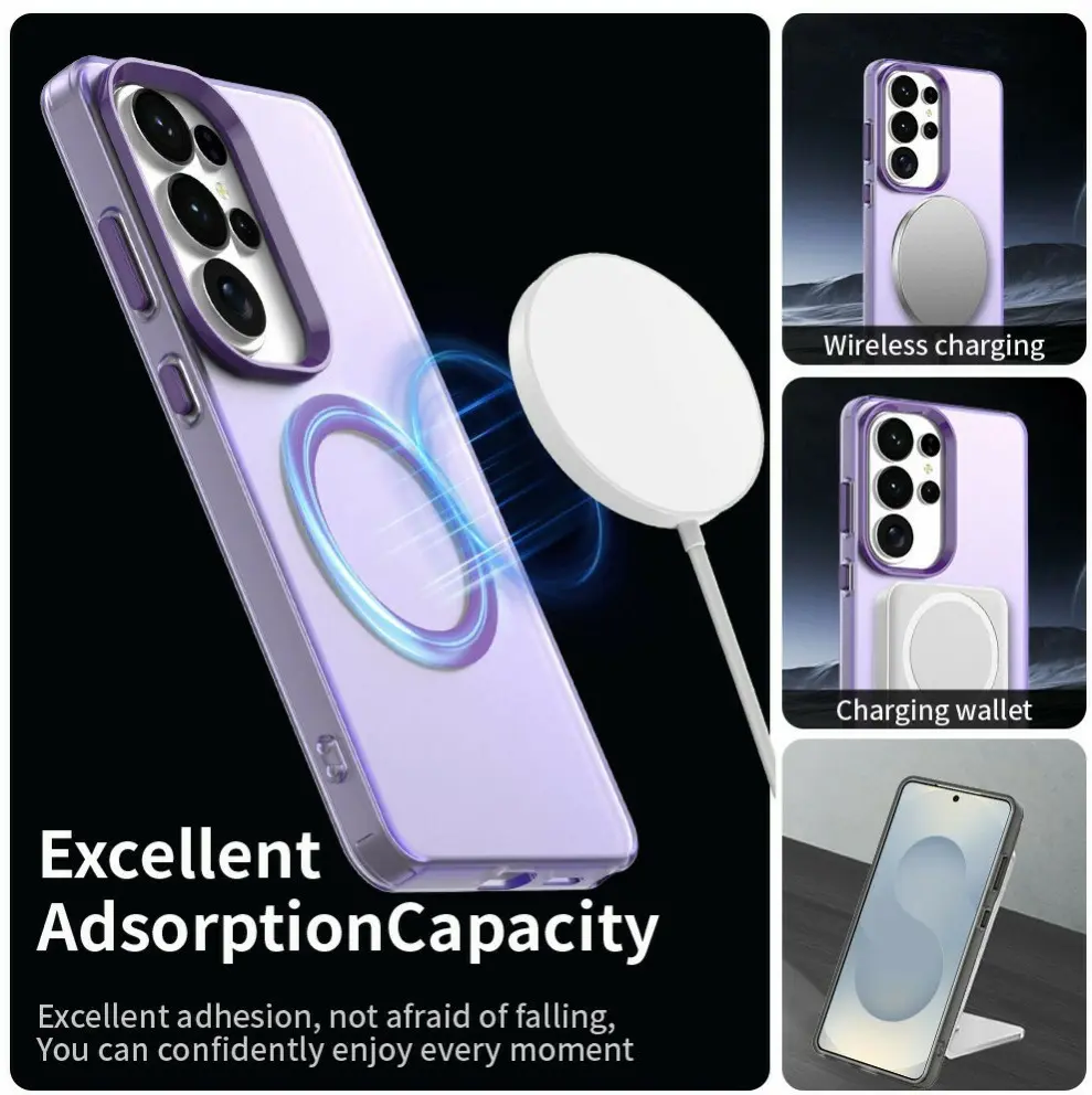 Samsung Galaxy S26 Ultra Hoesje MagSafe Backcover Semi-Transparant & Paars afbeelding 2