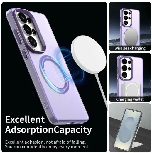 Samsung Galaxy S26 Ultra Hoesje MagSafe Backcover Semi-Transparant & Paars afbeelding 2