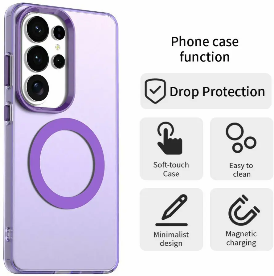 Samsung Galaxy S26 Ultra Hoesje MagSafe Backcover Semi-Transparant & Paars afbeelding 7