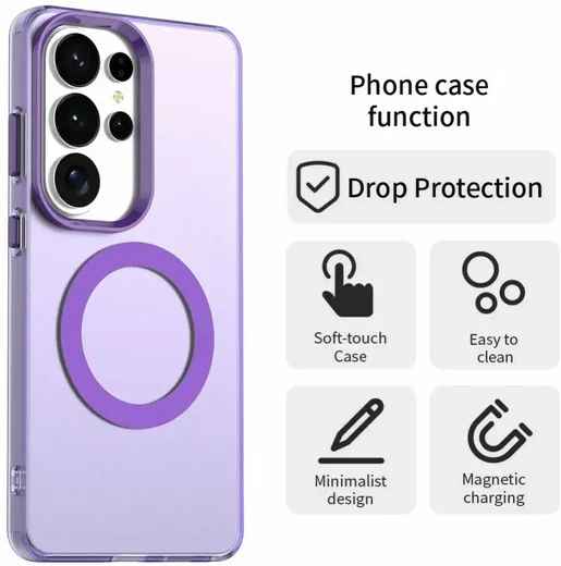 Samsung Galaxy S26 Ultra Hoesje MagSafe Backcover Semi-Transparant & Paars afbeelding 7
