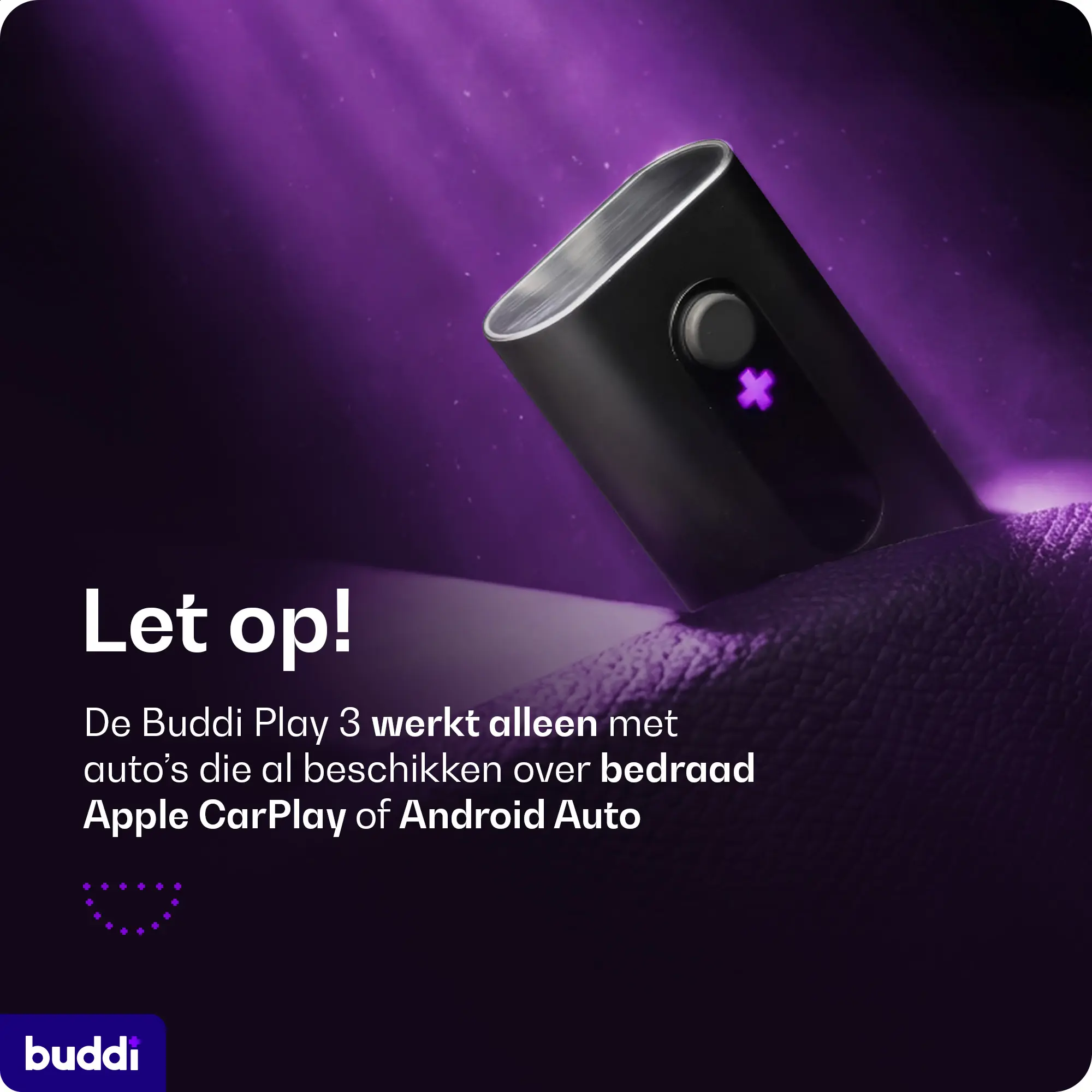 Buddi Play 3 Bluetooth Apple CarPlay & Android Auto Adapter afbeelding 11