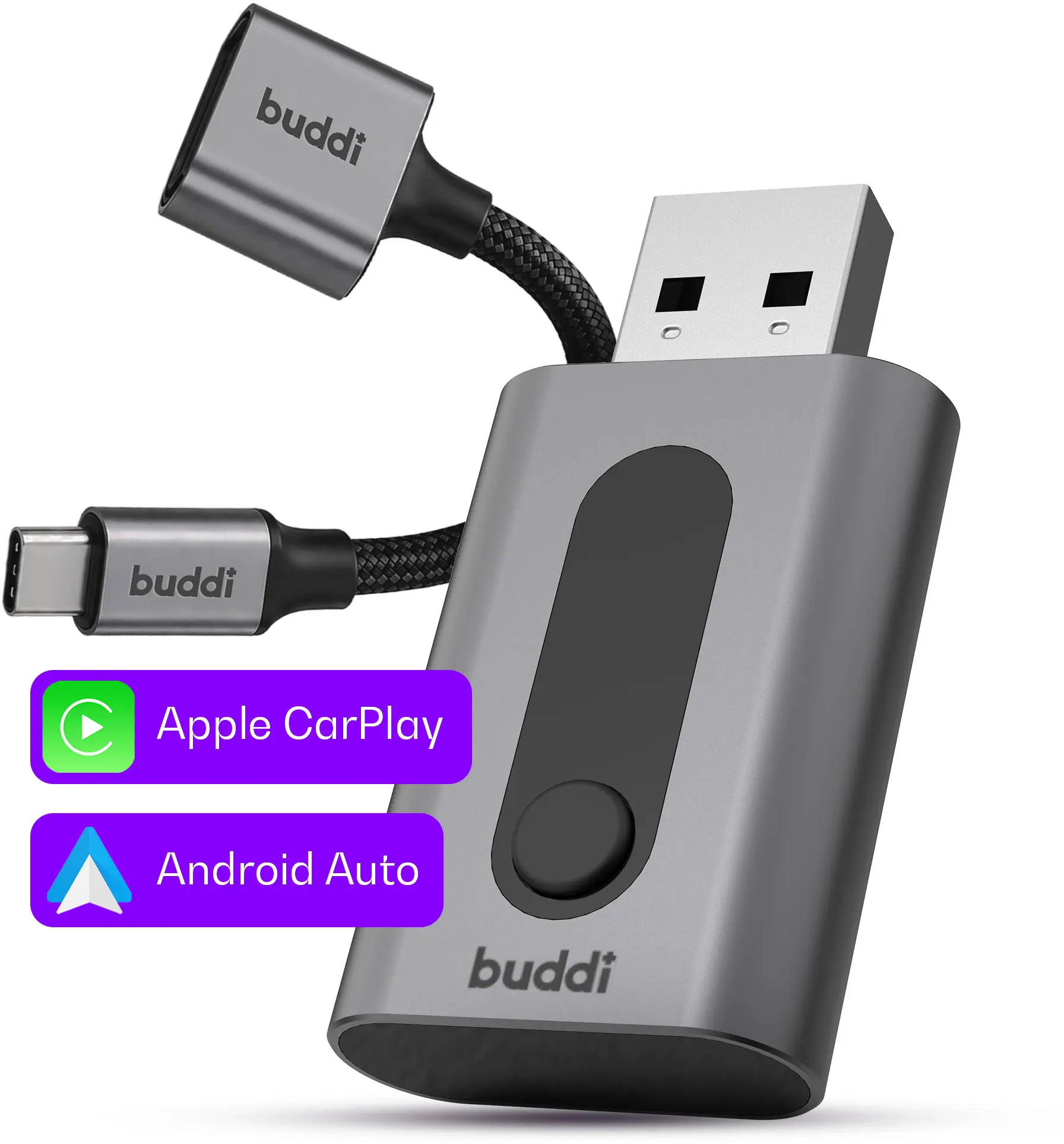 Buddi Play 3 Bluetooth Apple CarPlay & Android Auto Adapter afbeelding 1