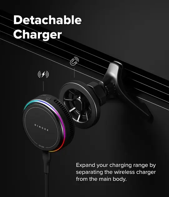 Ringke Qi2 Peltier MagSafe Telefoonhouder Auto met Opladen 25W Zwart afbeelding 6