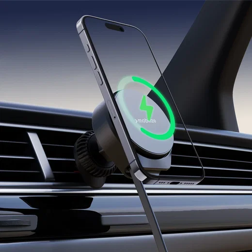 Mobilize MagSafe Ventilatierooster Telefoonhouder met Uitrekbare Kabel 25W Zwart afbeelding 5