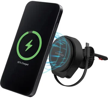 Mobilize MagSafe Ventilatierooster Telefoonhouder met Uitrekbare Kabel 25W Zwart