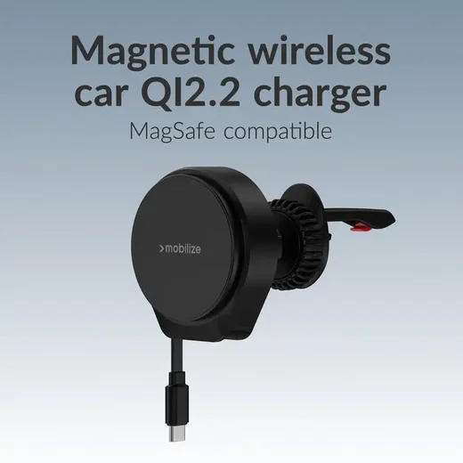 Mobilize MagSafe Ventilatierooster Telefoonhouder met Uitrekbare Kabel 25W Zwart afbeelding 2