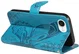 Apple iPhone 17e / 16e Hoesje Wallet Vlinder Book Case Kunstleer Blauw afbeelding 6