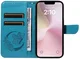 Apple iPhone 17e / 16e Hoesje Wallet Vlinder Book Case Kunstleer Blauw afbeelding 4