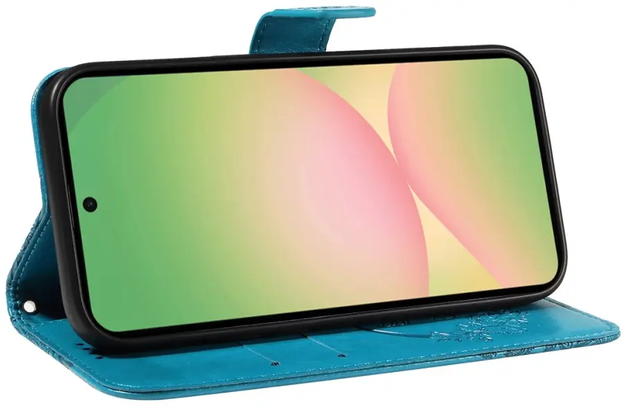 Samsung Galaxy A57 Hoesje Wallet Vlinder Book Case Kunstleer Blauw afbeelding 12