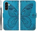 Samsung Galaxy A57 Hoesje Wallet Vlinder Book Case Kunstleer Blauw