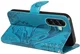 Samsung Galaxy A57 Hoesje Wallet Vlinder Book Case Kunstleer Blauw afbeelding 2