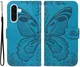 Samsung Galaxy A56 Hoesje Wallet Vlinder Book Case Kunstleer Blauw