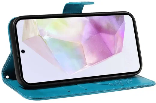 Samsung Galaxy A56 Hoesje Wallet Vlinder Book Case Kunstleer Blauw afbeelding 7