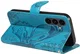 Samsung Galaxy S25 FE Hoesje Wallet Vlinder Book Case Kunstleer Blauw afbeelding 3