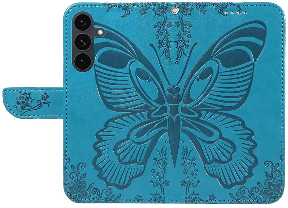 Samsung Galaxy S25 FE Hoesje Wallet Vlinder Book Case Kunstleer Blauw afbeelding 6