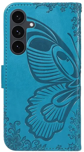 Samsung Galaxy S25 FE Hoesje Wallet Vlinder Book Case Kunstleer Blauw afbeelding 10