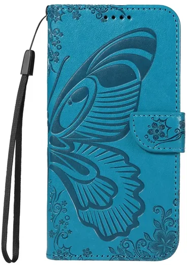 Samsung Galaxy S25 FE Hoesje Wallet Vlinder Book Case Kunstleer Blauw afbeelding 9