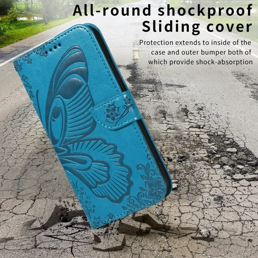 Samsung Galaxy S25 FE Hoesje Wallet Vlinder Book Case Kunstleer Blauw afbeelding 8