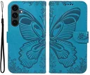 Samsung Galaxy S25 FE Hoesje Wallet Vlinder Book Case Kunstleer Blauw