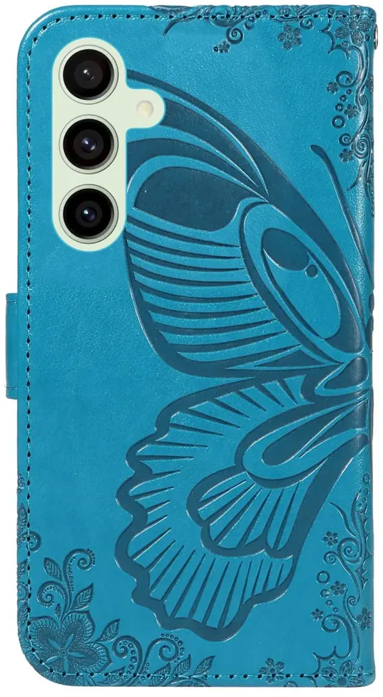 Samsung Galaxy S24 FE Hoesje Wallet Vlinder Book Case Kunstleer Blauw afbeelding 10