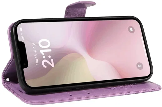 Apple iPhone 17e / 16e Hoesje Wallet Vlinder Book Case Kunstleer Paars afbeelding 5