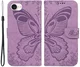 Apple iPhone 17e / 16e Hoesje Wallet Vlinder Book Case Kunstleer Paars afbeelding 1