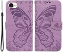 Apple iPhone 17e / 16e Hoesje Wallet Vlinder Book Case Kunstleer Paars